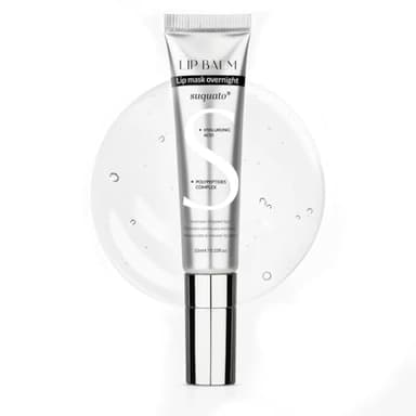 Suquato Lip Mask y Bálsamo Reparador Mascarilla Nocturna y Tratamiento Labial Voluminizador y Labial Hidratante Ácido Hialurónico y Péptidos Reparación Intensa