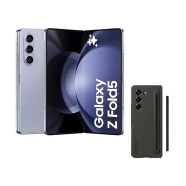 Samsung Galaxy Z Fold5, 256 GB + Funda con S Pen - Teléfono Móvil Plegable con IA, Smartphone Android Libre, 12GB de RAM, Cámara de Alta Resolución, Azul claro (Versión Española)