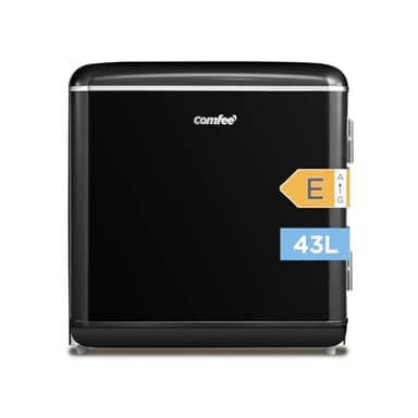 COMFEE' RCD50BL2EURT(E) Mini Refrigerador de una sola puerta, Minibar 47L, Diseño Retro, con Compartimento Enfriador, Termostatos Ajustables, Bajo Ruido, Ideal para Hogar y Oficina, Negro