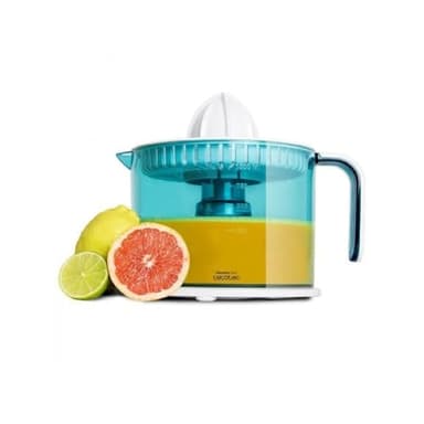 Cecotec Exprimidor Naranjas Eléctrico ZitrusEasy Basic. 40 W, Tambor de 1 litro BPA Free, Doble sentido de giro, Doble cono, Cubierta antipolvo, Color azul/blanco