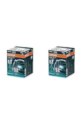 OSRAM COOL BLUE INTENSE H4, +100% más de brillo, hasta 5000 K, lámpara de faro halógena, aspecto LED, caja plegable (1 lámpara)