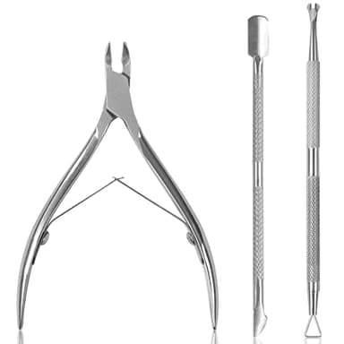 Sularpek Corta Cuticulas con Empujador de Cutículas, 3PCS Empujador de Cuticulas, Empujador de Cuticulas Para Cutículas y Herramienta de Cortador de Cutículas para Las Uñas de Dedos de Manos y Pies…