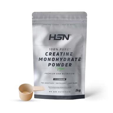 HSN Creatina Monohidrato en Polvo Sin Sabor 1Kg | 100% Monohidrato de Creatina Micronizada | Incluye Dosificador 10ml | Sin Añadidos y Libre de Contaminantes | No-GMO, Vegano, Sin Gluten