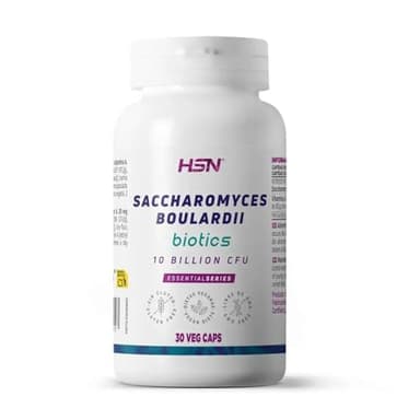 HSN Saccharomyces boulardii Probiótico Biotics 10B UFC | 30 Cápsulas Vegetales | Resistente al medio ácido del estómago | Sin degradación y con Viabilidad Garantizada | No-GMO, Vegano, Sin Gluten