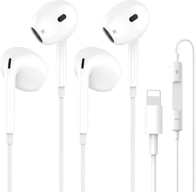 2 Pack Auriculares para iPhone con Cable, [Certificados MFI] Auriculares Internos con Micrófono y Control de Volumen,Earpods Lightning Compatibles con iPhone 14/14 Pro/13/12/11/XR/XS/X/8/7/SE