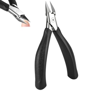 ALIIP Corta Cuticulas Profesional, Pinza Cuticulas de Acero Inoxidable, Alicates Uñas en Ángulo con Mango Antideslizante, Cortauñas de Uñas para Eliminar la Piel Muerta y el Estrato Córneo(Negro-1pc)