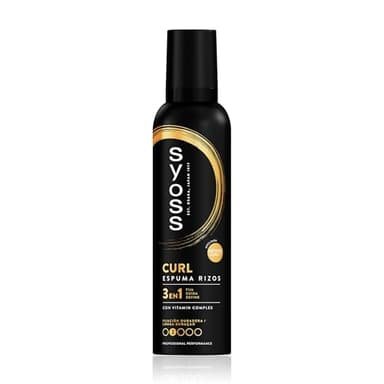 Syoss - Espuma Rizos Flex, 250 ml, Rizos Definidos sin Encrespamiento, Ayuda a proteger el cabello del calor del secador, Cabello como recién salido de la peluquería