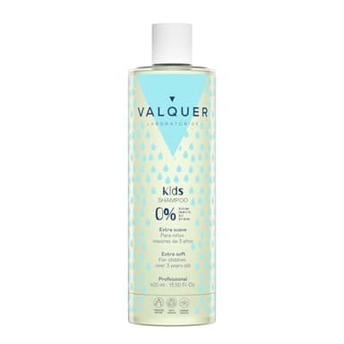 Valquer Champú Infantil Escolar Extra Suave Fórmula Zero para Niños. Limpia, Acondiciona y Repara el Cabello Aportando Brillo Natural con Ingredientes Naturales. A partir de 3 Años. Vegano. 400 ml.