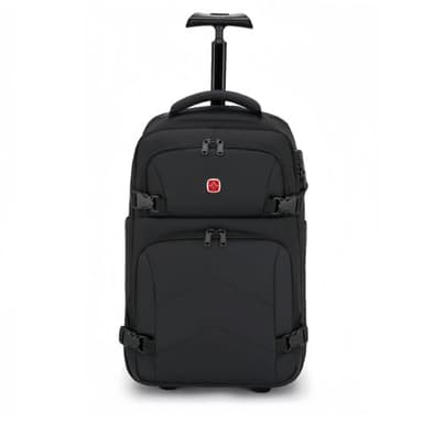 Rummyluck Mochila Portatil con Ruedas Hombre Mujer Mochila de Viaje con Ruedas Impermeable y Antirrobo, para Ordenador Portátil, Viaje, Trabajo, Escuela (Negro)