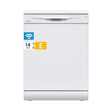 Midea SF 3.60NW PRO - Lavavajillas con WiFi, 14 niveles de potencia, lavavajillas independiente, 5 modos de limpieza, 47 dB, tiempo de inicio 3/6/9h, color blanco