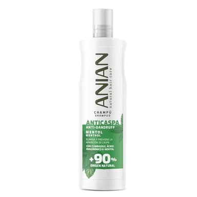ANIAN - Champú Anticaspa Mentol, 400 ml, Elimina y Previene la Aparición de Caspa, Mayor Brillo e Hidratación, para Cabello con Tendencia a la Descamación y Caspa