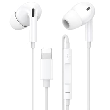Auriculares para iPhone con Cable, [Certificados MFI] Auriculares con Cable, Micrófono y Control de Volumen,Earpods Lightning Compatibles con iPhone 14/14 Pro/13/12/11/XR/XS/X/8/7/SE