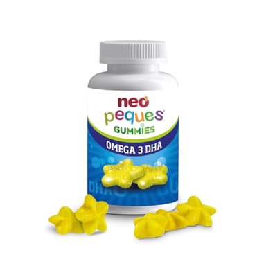 Neo Peques - Gummies de Omega 3 y DHA para Niños - Veganas - Sabor Limón - 30 Unidades - Favorece la Memoria - Gominolas a Base de Colina y Vitaminas del Grupo B - Para Mayores de 3 Años