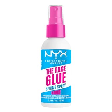 NYX Professional Makeup Spray Fijador de Maquillaje, Larga Duración 24H, Waterproof, No Transfiere, Para Todo Tipo de Pieles, The Face Glue, 60ml