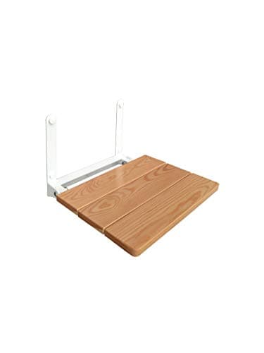Castelmerlino Asiento de ducha plegable con asiento de alerce macizo TUV GS Certificado - Capacidad CE 110 Kg