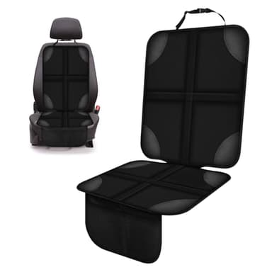 Protector Asiento Coche Niños, Protectores de Asiento de Cuero Impermeables, Compatible Isofix con Organizador Bolsillos, Antideslizante Impermeable Protector Seguro Respaldo, para SUV, sedán