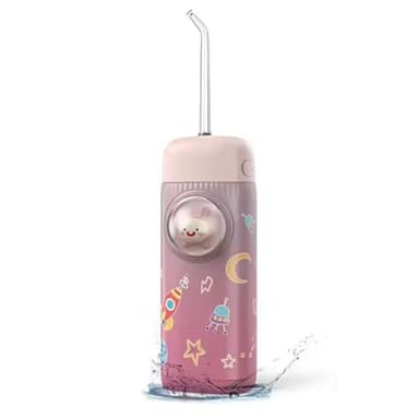 UAOGPLK Rosado,Irrigador Bucal Portátil para Niños, 2 Modos, 120 Ml, IPX7, Resistente Al Agua, con 4 Boquillas Reemplazables.