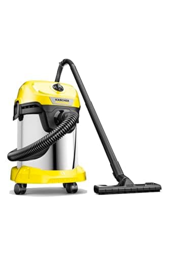 Kärcher, Aspirador en Seco y Húmedo WD 3 S V-17/4/20, Enchufe, Filtro cartucho, 1000 W, Depósito acero inoxidable 17 l, Manguera aspiración 2 m, cable 4m, Función de soplado