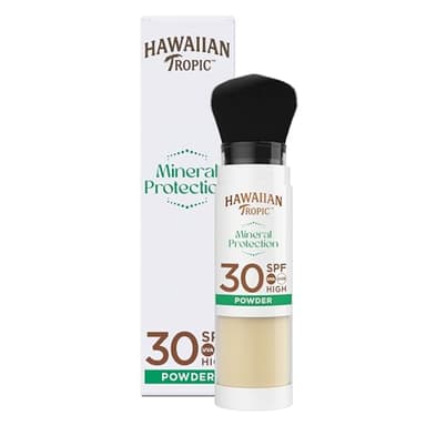 HAWAIIAN Tropic Brocha de Maquillaje SPF 30 - Protección Solar Mineral UVA/UVB, Acabado Mate, Sin Parabenos, Fragancia de Coco, 4.25g (Individual)