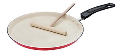 GSW 456715 – Sartén de inducción para Crepes Rojo/Crema Sartén de Aluminio para Crepes Inducción 26 cm, Incluye, repartidor de Masa, Aluminio, 43,7 X 26,2 x 2,0 cm, 2 Unidades