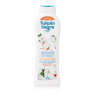 Tulipán Negro - Gel de Baño Algodón & Talco, Gel de Ducha Hidratante y Suavizante con Extracto de Algodón, Evita la Humedad, 650 ml