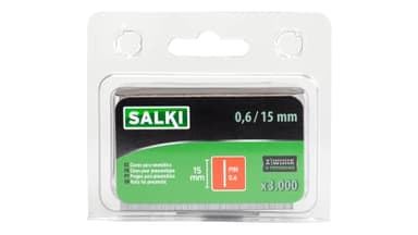 SALKI | Clavos PIN 0.6mm Galvanizados | Blíster de 3000 Unidades | Clavos sin Cabeza de 15mm para Grapado Neumático | Compatibles con Clavadoras Neumáticas JSI-12mm | Acabado Gris Resistente