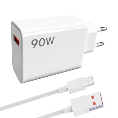 Cargador rápido 90W Compatible con 1514 13 Ultra Poco F6 X7 F7 Pro Redmi Note 14 13 12 11 Pro Pad Lite, con Cable USB C 2m, Toma Turbo Cargador rápido