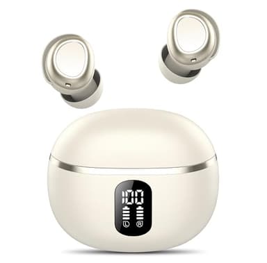 Auriculares Inalambricos Bluetooth 5.3, Auriculares Cancelacion Ruido In Ear para Dormir, 50H de Autonomía, Sonido Suave y Cómodo, IPX7 Impermeables Ultraligeros Cascos con 4 Mic ENC, USB-C, Blanco