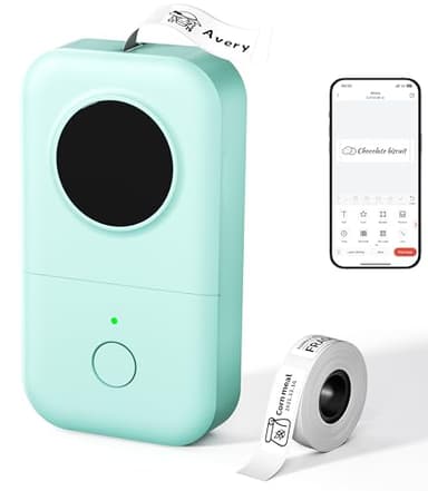 Phomemo D30 Etiquetadora Adhesiva Bluetooth Portátil - Mini Impresora de Etiquetas Autoadhesivas para Casa, Oficina y Escuela - Compatible con iOS y Android con 1 Rollo Incluido, Verde