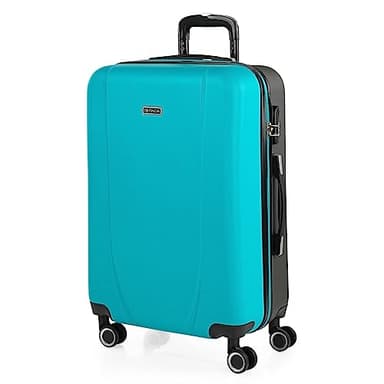 ITACA - Maleta Mediana 55x40x20 de Viaje rígidas Trolley con 4 Ruedas Dobles para Avion Ligera Equipaje de Mano candado de combinación., Turquesa-Antracita