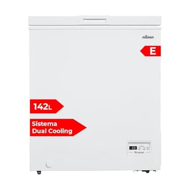 Nilson Congelador Horizontal Blanco NCH1500EDC. Capacidad 142 Litros, Dual Cooling, 4 Star, Modo Super Congelación, Tecnología Cíclica, Puerta Abatible, 1 Cesta, Bajo nivel Sonoro