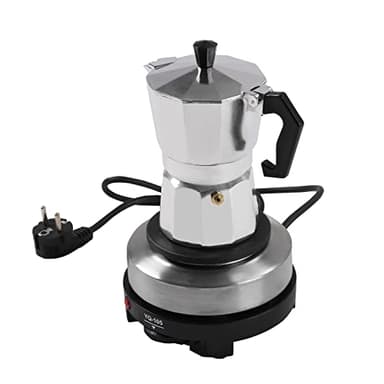 ZENGRICE Cafetera espresso con placa calefactora eléctrica, 500 W, con 3 tazas de urna, calefacción rápida, función de temperatura constante, para cafés, buffets, oficinas, hoteles, guarderías