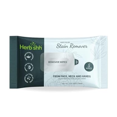Herbishh Toallitas quitamanchas para Color de Cabello – Fórmula Suave para Limpieza de Tinte – Toallitas quitamanchas de Color de Cabello fáciles de Limpiar para la Piel – Paquete de Viaje con 5 toal