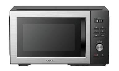 Candy Essenza Microondas con Grill, 31L, 1000W-1500W, 5 Niveles de Potencia, Autolimpieza, Automenús, Alerta Acústica Finalización, Grill Rack, Descongelación, Apertura Izquierda, Negro e Inox