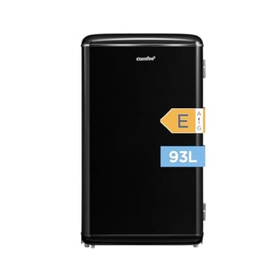 COMFEE' RCD93BL2EURT(E) Refrigerador Bajo Encimera, 93L, Refrigerador Retro Independiente con Compartimento Enfriador, Termostatos Ajustables, Luz LED, Negro