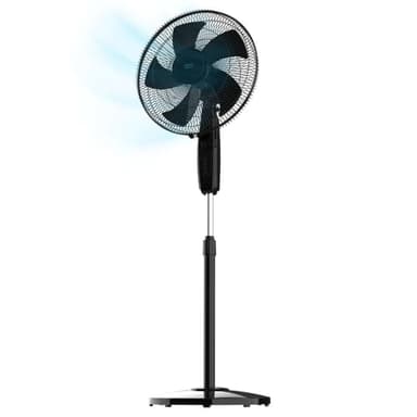 Cecotec Ventilador de Pie EnergySilence 515 MaxFlow Black. 45W, Diámetro de 16", 5 Aspas, Temporizador 1h, 3 Velocidades y Oscilación Automática, Altura Regulable hasta 135cm