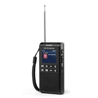 Raddy RD939 - Radio portátil DAB FM de bolsillo, radio DAB con BT 5.3, altavoz de 5 W, pantalla de 2", USB-C y batería de 1200 mAh, despertador, reproducción TF/USB, escaneo automático, conector para