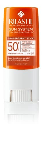 Rilastil - Sun System Stick SPF 50+, Protector Solar Transparente, con PRO-DNA Complex, Protección Alta Contra UVB y UVA, para Zonas Sensibles, Resistente al Agua - 8,5 g