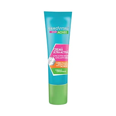 Crema Facial Antiacné con Ácido Salicílico, Reduce el Sebo y las Lesiones Inflamatorias, Corrige las Manchas, Aplicación Puntual en la Zona Afectada, 15 ml, Gerovital Stop Acnee