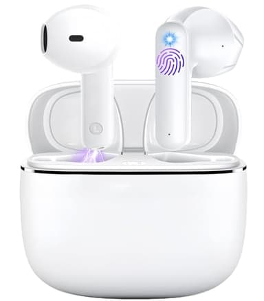 Auriculares Inalambricos, Auriculares Bluetooth 5.4 HiFi Estéreo, 36H Cascos Inalambricos Bluetooth con 4 HD Mic, IP7 Impermeable, Reducción de Ruido, Ajuste Cómodo, Audifonos para iPhone/iOS/Android