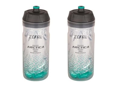 ZEFAL Pack Arctica 55 - Lote de 2 bidones para bicicleta 550ml - Bidon Ciclismo Isotermico - Inodoro e impermeable, botella deportiva sin BPA, Plata/Verde Caraibe, 2 x 550ml