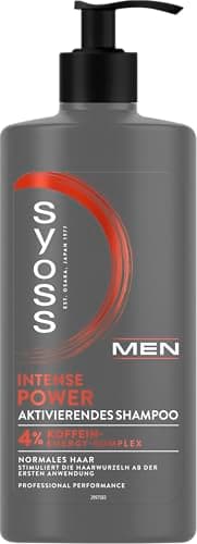 Syoss Men Power Shampoo (440 ml) - Fortalecimiento con cafeína y tecnología Power Boost, estimula las raíces para el cabello normal