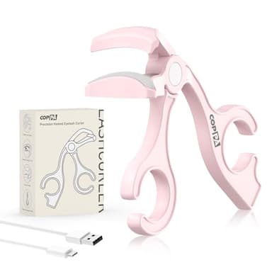COPPA Rizador de Pestañas Eléctrico, EC-1 Rizador de Pestañas Preciso Sin Marco Lateral a 65°C Constante & Rizador de Pestañas 2 en 1 - Sin Pellizcos ni Tirones para Todas las Formas de Ojos, Rosa