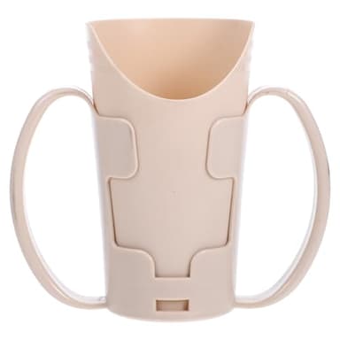 DEARMAMY Taza Para Disfagia Con DiseñO Antiahogo Y Asas Dobles Para Adultos Mayores Ayuda En RehabilitacióN Y Cuidado De Ancianos Beige