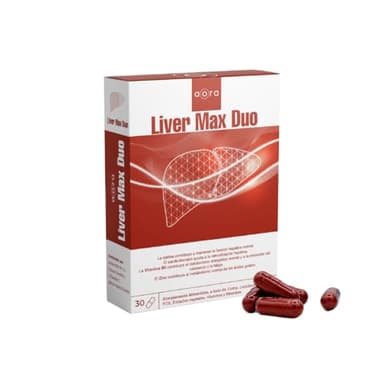 AORA LIVERMAX DUO - Detox Hepático 30 cápsulas | Hígado Graso No Alcohólico | Cardo Mariano, Probiótico, Prebiótico, Zinc, Vitamina B6 y Colina | Apoyo Hepático y Digestivo Clínicamente Probado