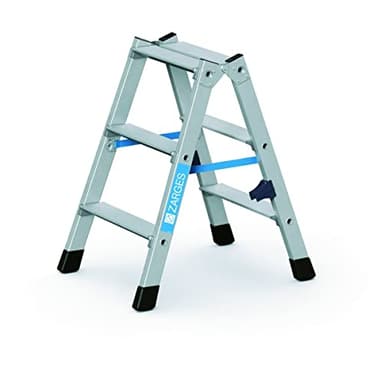 ZARGES Escalera de Tijera de Aluminio, transitable por Ambos Lados, bisagras de Acero robustas, 2 x 3 peldaños