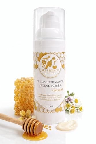 Bee Essence de la Vega Crema Facial Hidratante Regeneradora con Miel, Jalea Real y Propóleo, 50 ml, Envase Airless, Textura Ligera de Rápida Absorción, para Rostro, Cuello y Escote, Todo Tipo de Piel