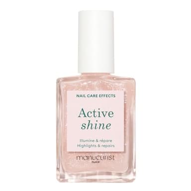 Manucurist Active Shine Nude - Esmalte de uñas, cuidado reparador, iluminador orgánico: extracto de remolacha, AHA, esmalte de uñas nutritivo, fortalecedor de uñas, hidratante - barniz beige nacarado
