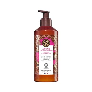 Yves Rocher Leche Corporal BAIN DE NATURE - Argán & Pétalos de Rosa - Todo Tipo de Pieles - Crema Hidratante Corporal Perfumada Sin Siliconas ni Colorantes - 98% Ingredientes Naturales - 390ml