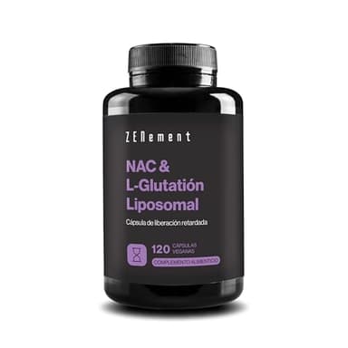 NAC con L-Glutatión Liposomal - Fórmula Avanzada con N‑Acetil‑Cisteína y Glutatión de Alta Absorción - Cápsulas Veganas de Liberación Retardada, Sin Aditivos - 120 Cápsulas, 4 Meses - Zenement